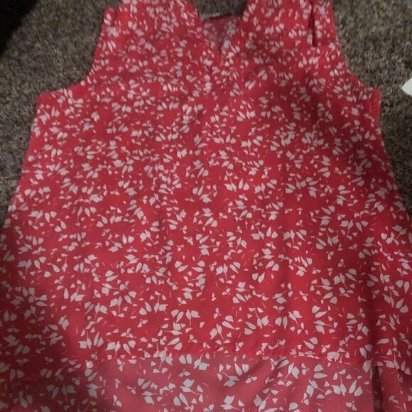 Chaus coral pink blouse w white leave accents Med - Picture 3 of 4